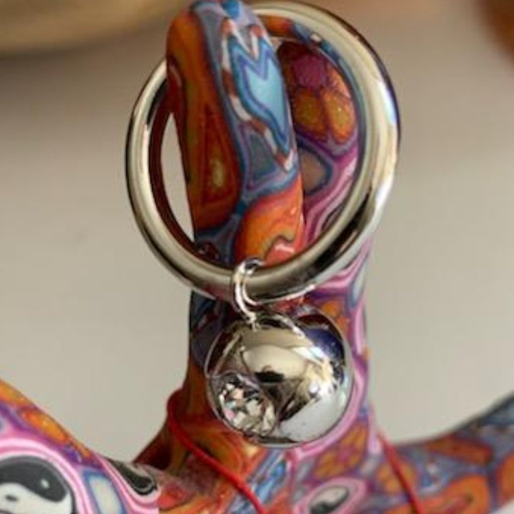 Burberry Ladies Crystal Charm Palladium-Plated Dangle Ring - Picture 2 of 10